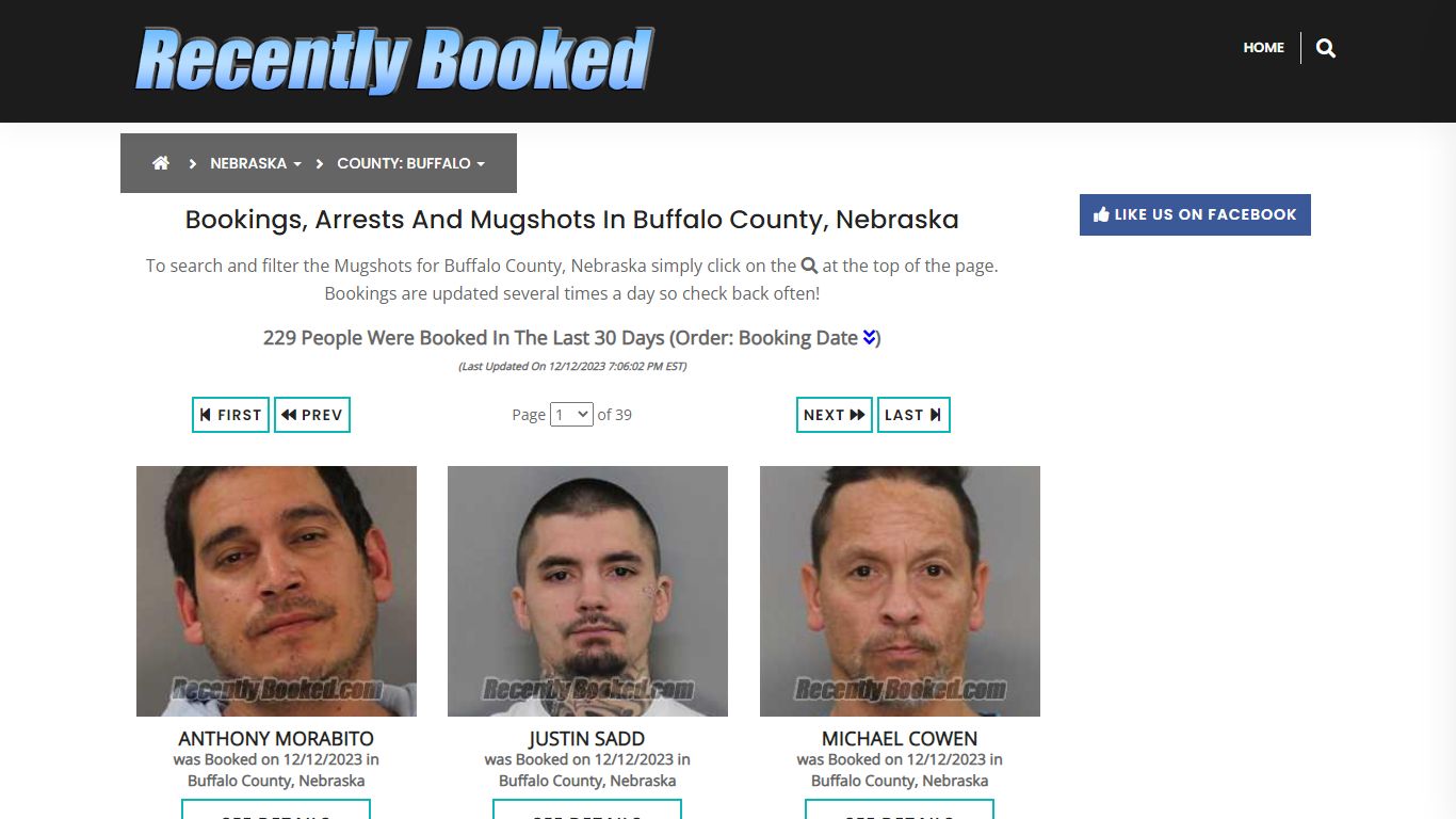 Bookings, Arrests and Mugshots in Buffalo County, Nebraska